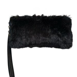 Nine West Furry Top Zip Wristlet/Clutch - EUC